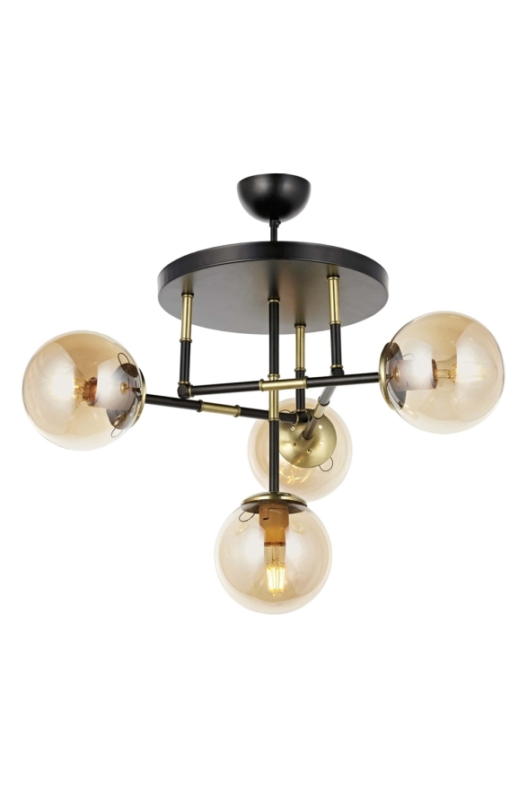 AVONNI AV-60327-4T-BSY Siyah Boyalı Modern Avize E27 Metal Cam 40cm - Luxury