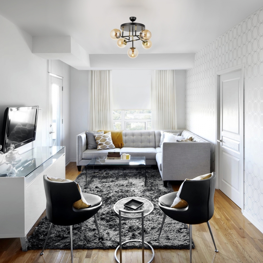 AVONNI AV-60327-5T-BSY Siyah Boyalı Modern Avize E27 Metal Cam 40cm - 2