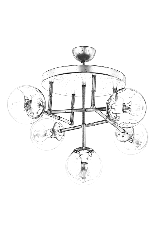 AVONNI AV-60327-5T-BSY Siyah Boyalı Modern Avize E27 Metal Cam 40cm - 3