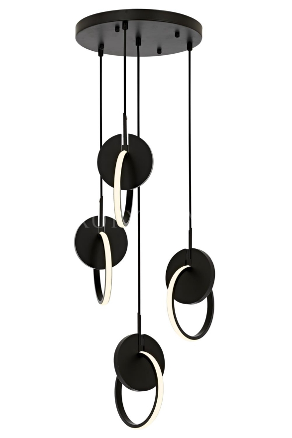 Luxury AV-60370-4T-BSY Siyah Boyalı Modern Avize LED Metal Ahşap Pleksi 35cm - Luxury Avize ve Aydınlatma