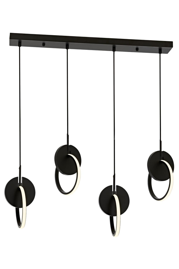 Luxury AV-60370-4Y-BSY Siyah Boyalı Modern Avize LED Metal Ahşap Pleksi 80x12cm - Luxury Avize ve Aydınlatma