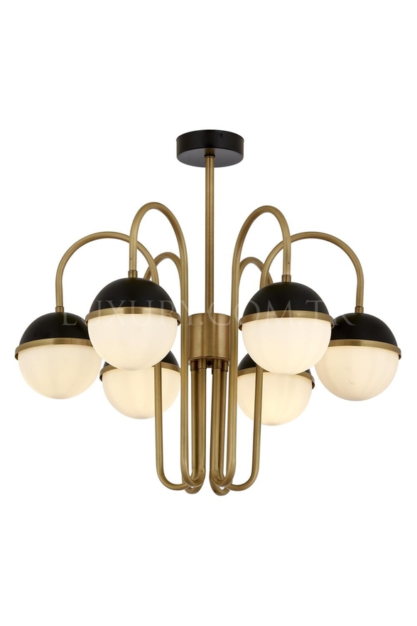Luxury L-60387-6E Black/Eskitme Boya/Kaplama Modern Chandelier E27 Metal Cam 60cm - Luxury Avize ve Aydınlatma