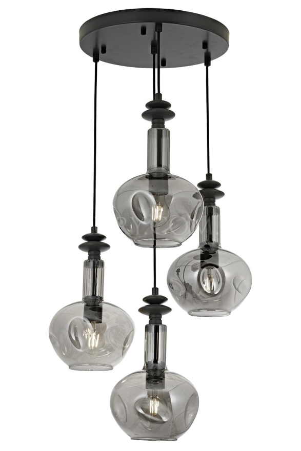 AVONNI AV-60404-4T-GR Siyah Kaplama Modern Avize E27 Metal Cam 35cm - Luxury