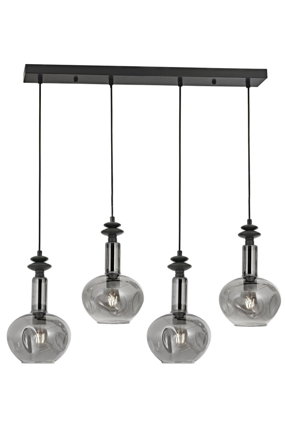 AVONNI AV-60404-4Y-GR Siyah Kaplama Modern Avize E27 Metal Cam 80x12cm - Luxury