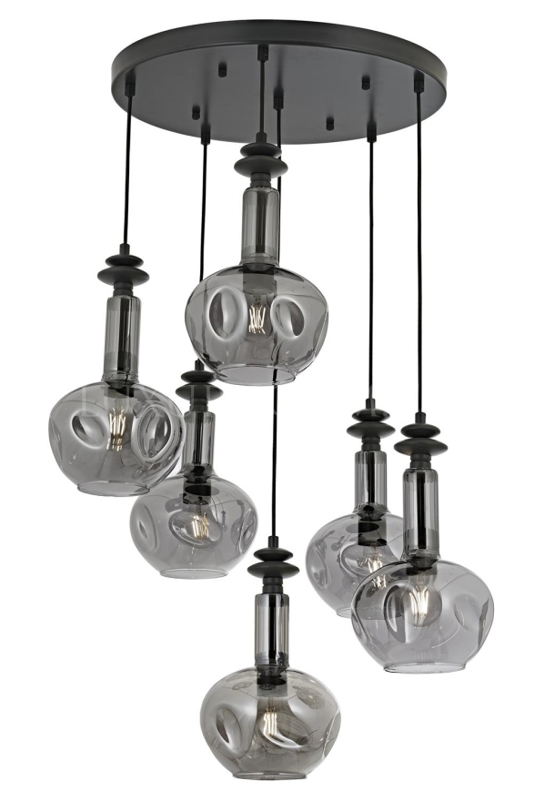 AVONNI AV-60404-6T-GR Siyah Kaplama Modern Avize E27 Metal Cam 50cm - Luxury