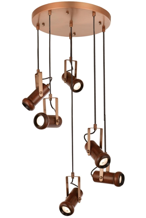 AVONNI AV-60414-6T-EX Eskitme Boya Modern Avize Led Metal Ahşap 50cm - Luxury