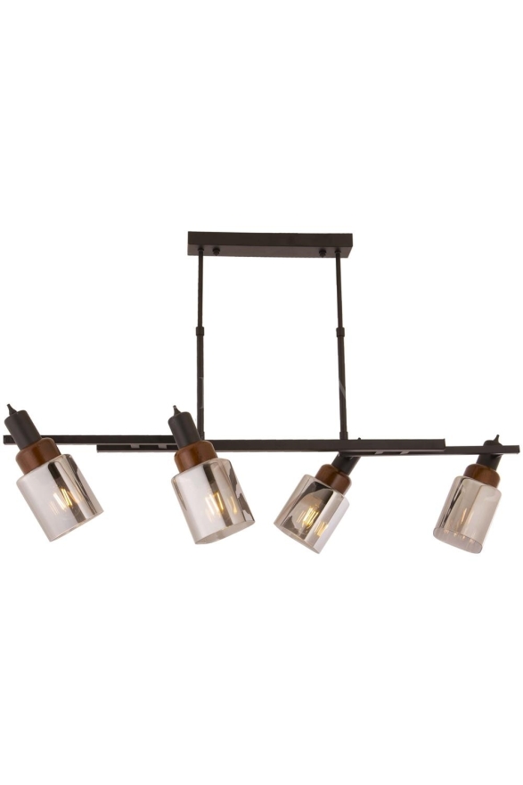 AVONNI AV-60415-4Y-BSY Siyah Boya Modern Avize E27 Metal Ahşap Cam 100x35cm - Luxury