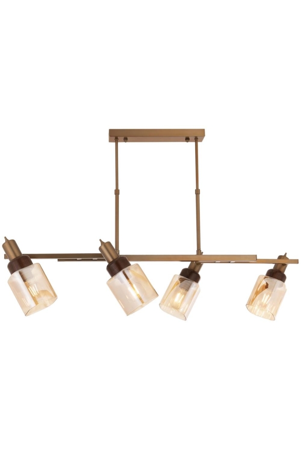 AVONNI AV-60415-4Y-EX Eskitme Boya Modern Avize E27 Metal Ahşap Cam 100x35cm - Luxury