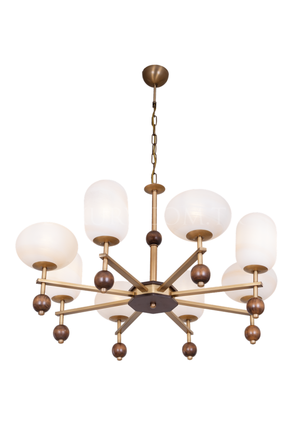 AVONNI AV-60463-8E Eskitme Kaplama Modern Avize E27 Metal Cam 70cm - Luxury