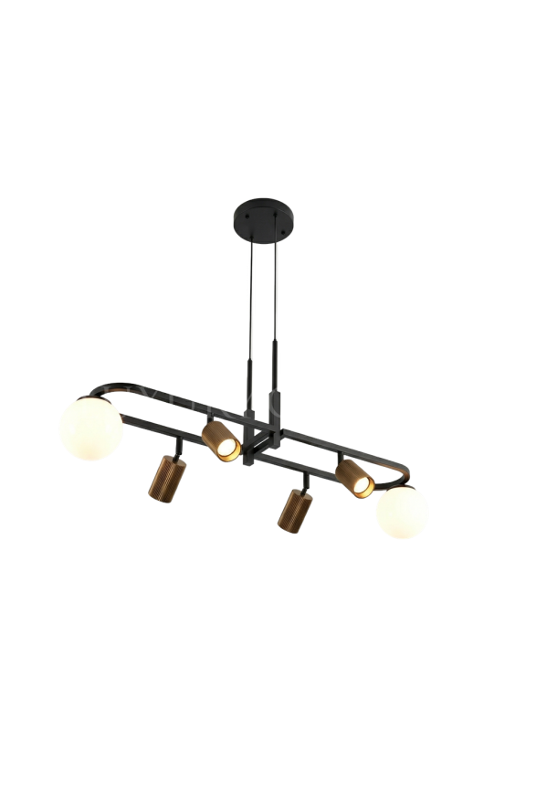 AVONNI AV-60464-6Y-BSY Siyah, Eskitme Boyalı, Kaplama Modern Avize E27-GU10 Metal Cam 20x105cm - Luxury