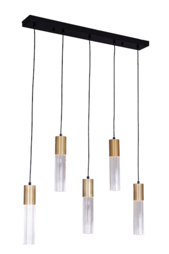 AVONNI AV-60465-5EY Siyah Kaplama Modern Avize GU10 Metal Cam 22x80cm - Luxury