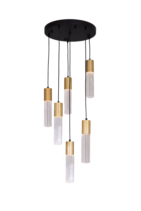 AVONNI AV-60465-6ET Siyah Kaplama Modern Avize GU10 Metal Cam 40cm - Luxury