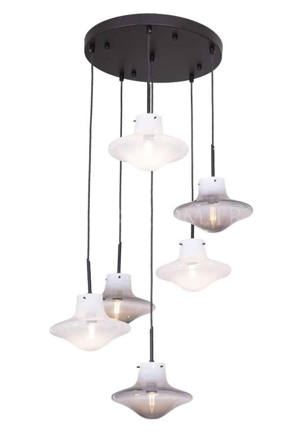 AVONNI AV-60466-6T-BSY Siyah Kaplama Modern Avize E14 Metal Cam 40cm - Luxury