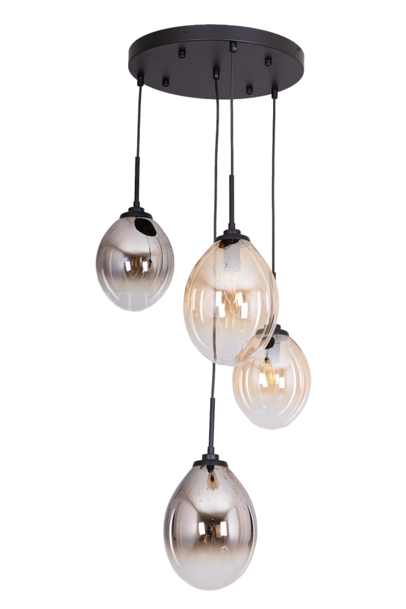 AVONNI AV-60472-4T-BSY Siyah Kaplama Modern Avize E14 Metal Cam 35cm - Luxury