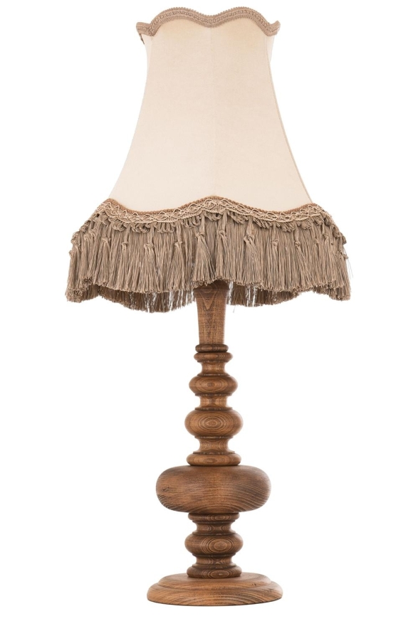 AVONNI Ceviz Boya Masa Lambası E27 Ahşap Kumaş 35cm - Luxury