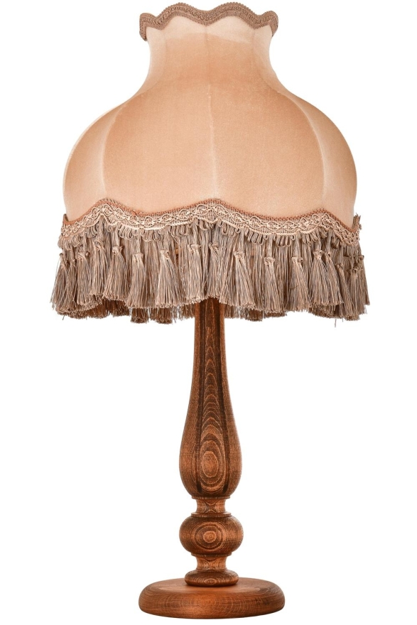 AVONNI Ceviz Boya Masa Lambası E27 Ahşap Kumaş 35cm - Luxury