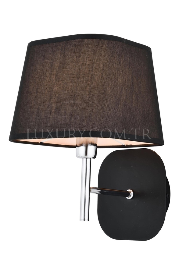 Luxury HAP-9071-1BS Siyah Boyalı Aplik E14 Metal Kumaş 18x22cm - Luxury Avize ve Aydınlatma