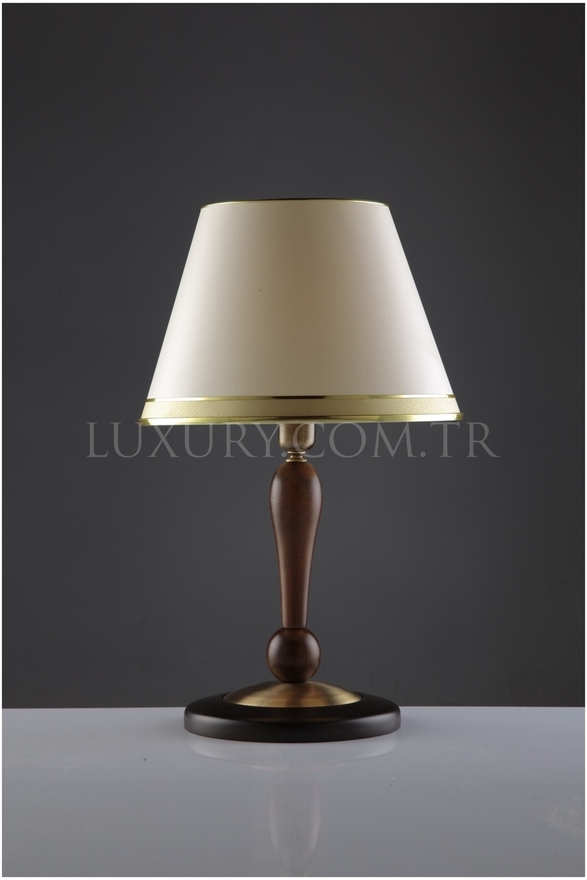 Luxury HML-9046-1E Eskitme Kaplama Masa Lambası E27 Metal Ahşap Kumaş 35cm - 1