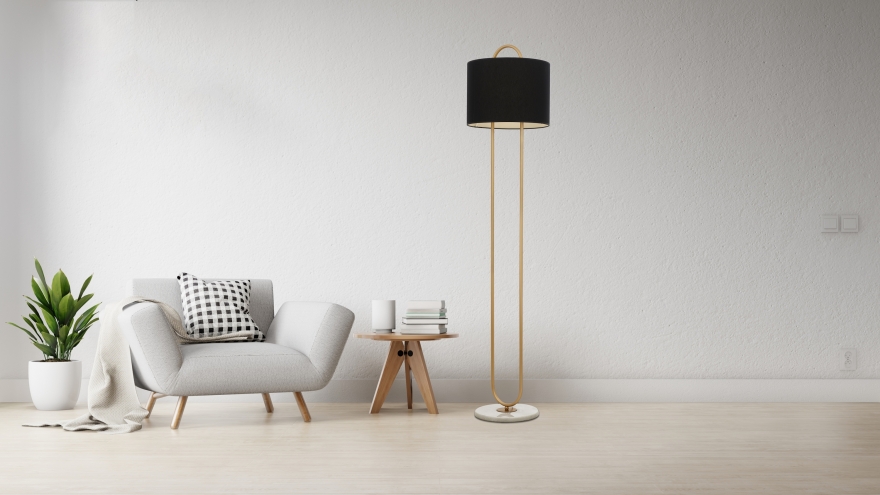 AVONNI LM-9112-1E Eskitme Kaplama Lambader E14 Metal Mermer Kumaş 41cm - 2