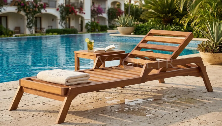Aydın Tek Kişilik Ahşap Şezlong - 1