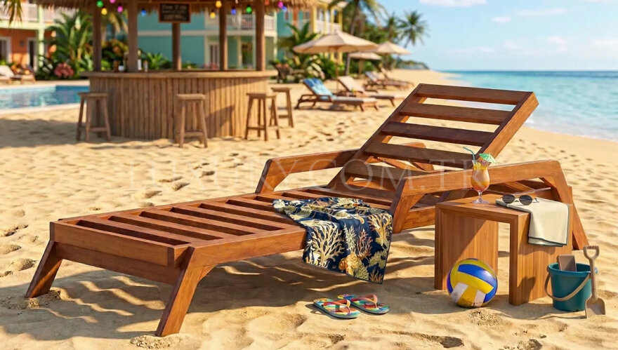 Aydın Tek Kişilik Ahşap Şezlong - 2