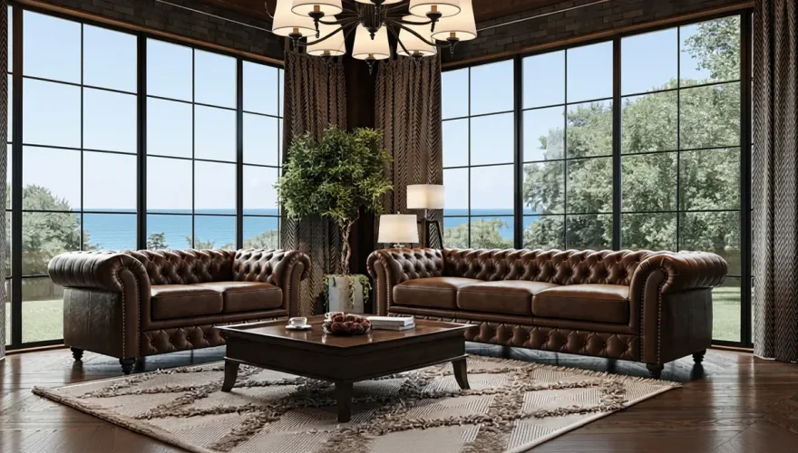 Bampton Deri Chester Koltuk Takımı - 1