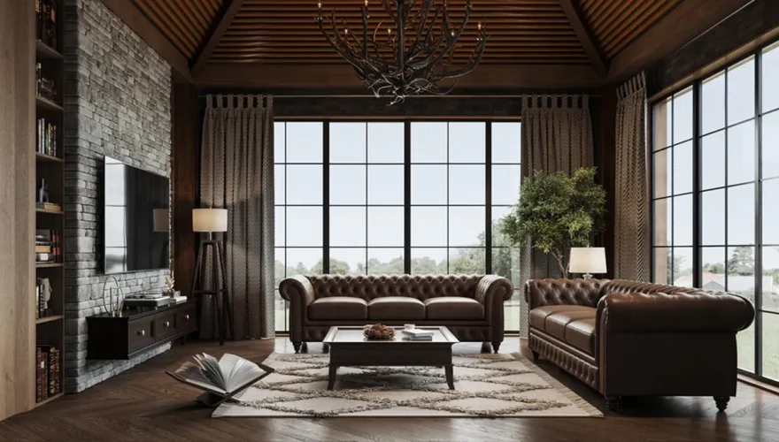 Bampton Leather Chester Sofa Set - 4