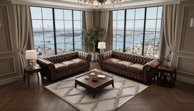 Bampton Leather Chester Sofa Set - 1102 Luxury Line