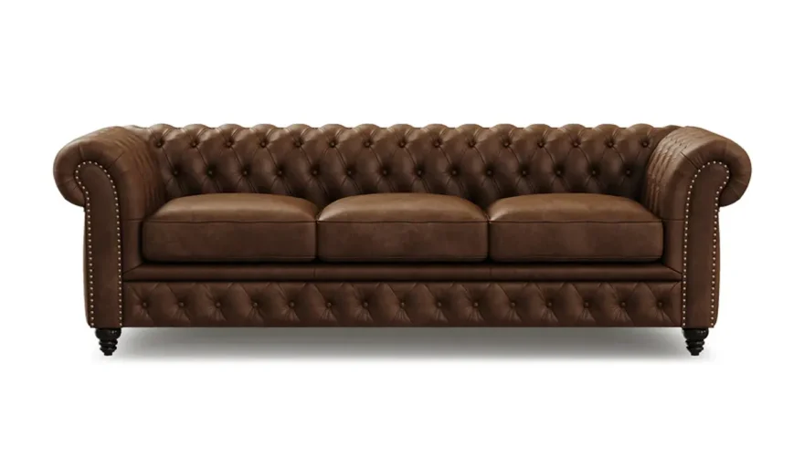 Bampton Leather Chester Sofa Set - 9