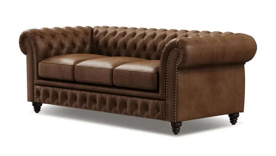 Bampton Leather Chester Sofa Set - 11