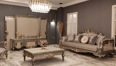 Başbuğ Cream Sofa Set - 1101