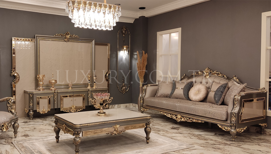 Başbuğ Cream Sofa Set - 1101