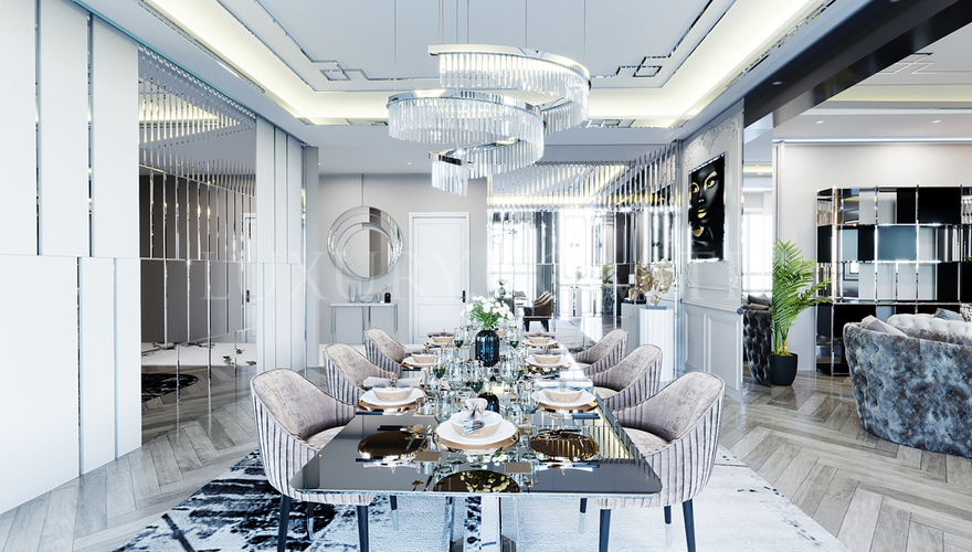 1102 Luxury Line - Basera Mermer Yemek Masası Takımı