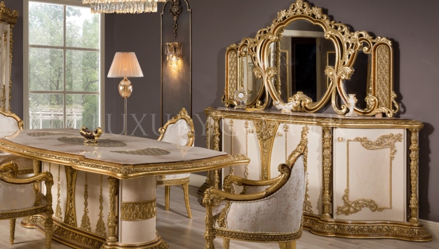 Bedesten Altın Varaklı Klasik Yemek Odası - 9