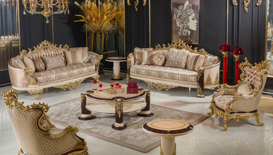 Beril Brown Classic Sofa Set - 1062