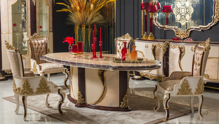 Beril Kahverengi Classic Dining Room - 3