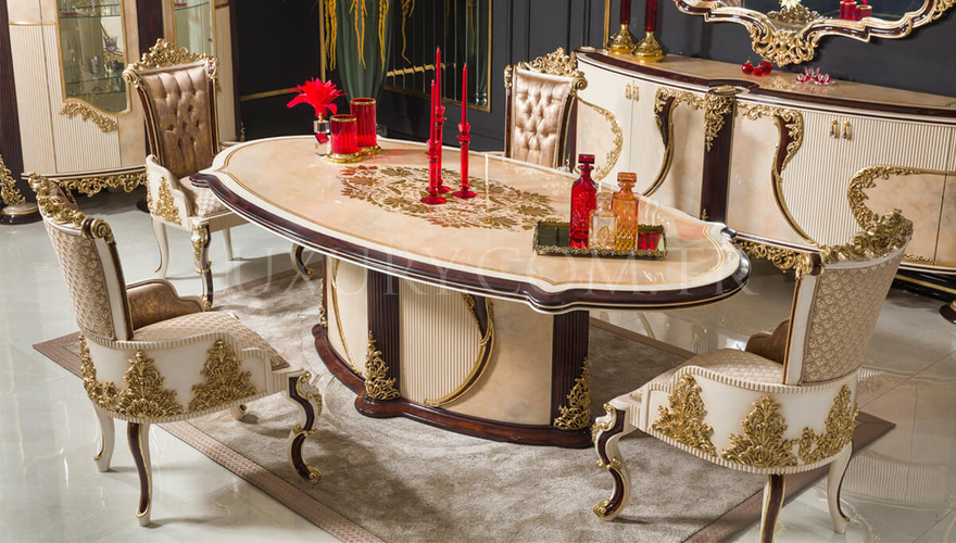 Beril Kahverengi Classic Dining Room - 4