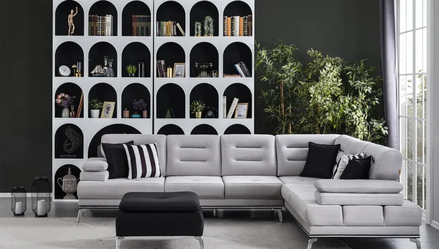 Calmira Gray Corner Sofa Set - 2