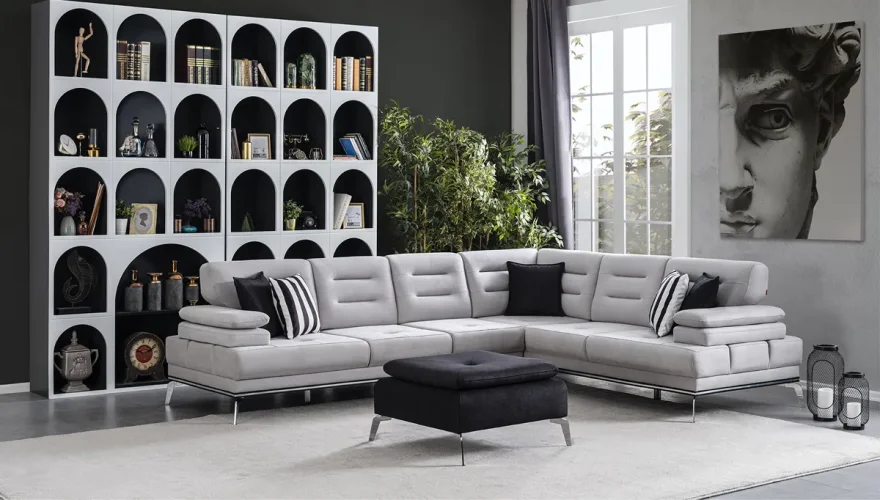 Calmira Gray Corner Sofa Set - 3
