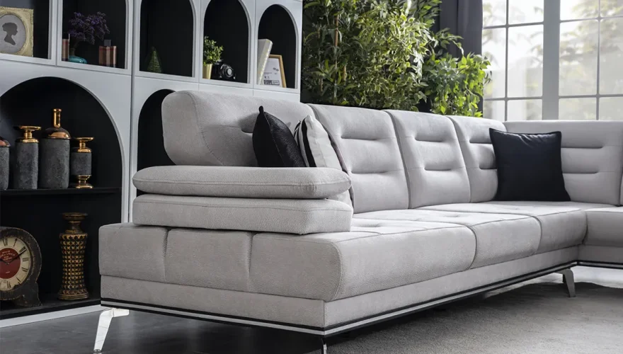 Calmira Gray Corner Sofa Set - 4