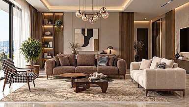 Capriva Kahverengi Modern Koltuk Takımı - 1193