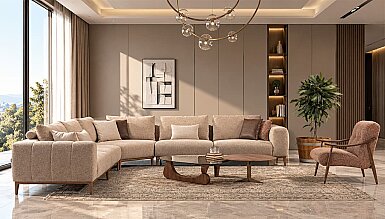 Capriva Kahverengi Modern Köşe Koltuk Takımı - 1193