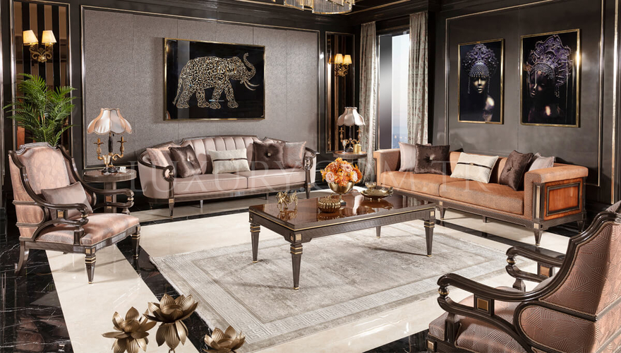 Caserta Modern Bronze Living Room - 1