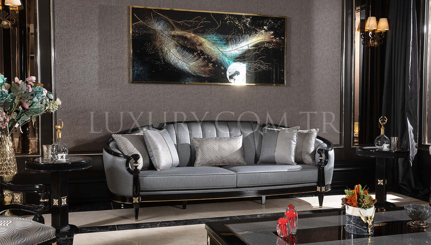 Caserta Modern Gray Sofa Set - 2