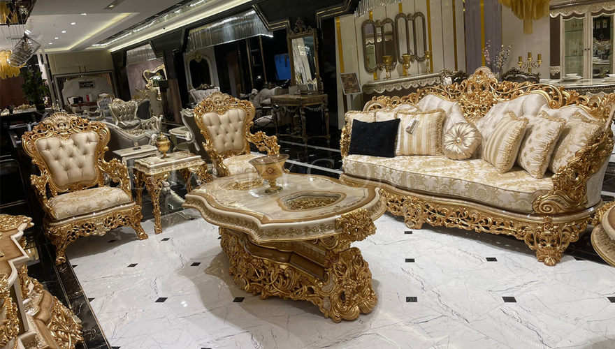 Çırağan Altın Varaklı Klasik Koltuk Takımı - 1124