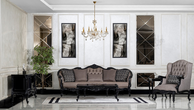 Dilşah Klasik Siyah Koltuk Takımı - 1078