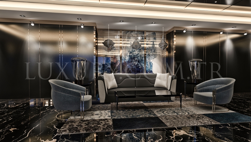 Dusseldorf Titanyum Metal Sofa Set - 