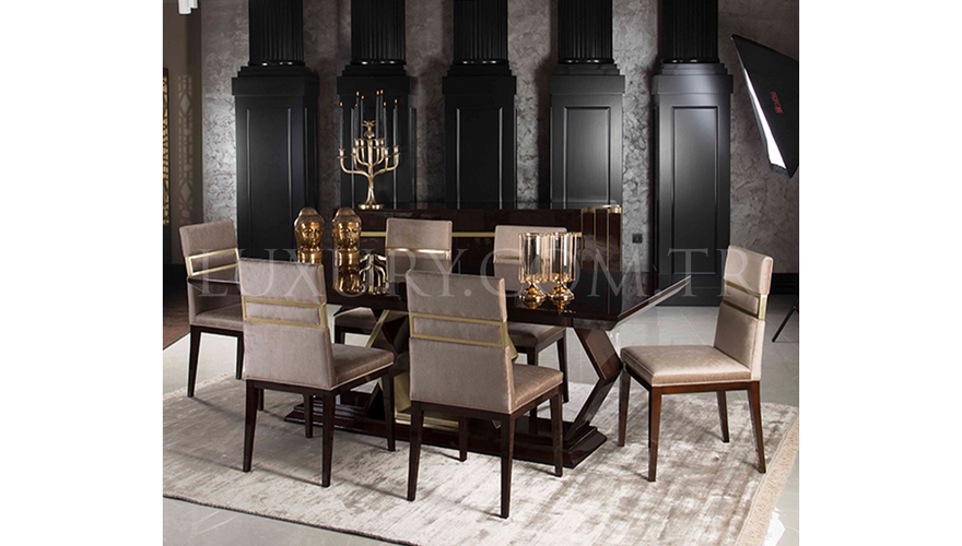 Elsium Luxury Table à Manger Marron - 8