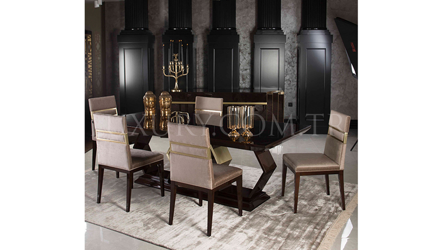 Elsium Luxury Table à Manger Marron - 10