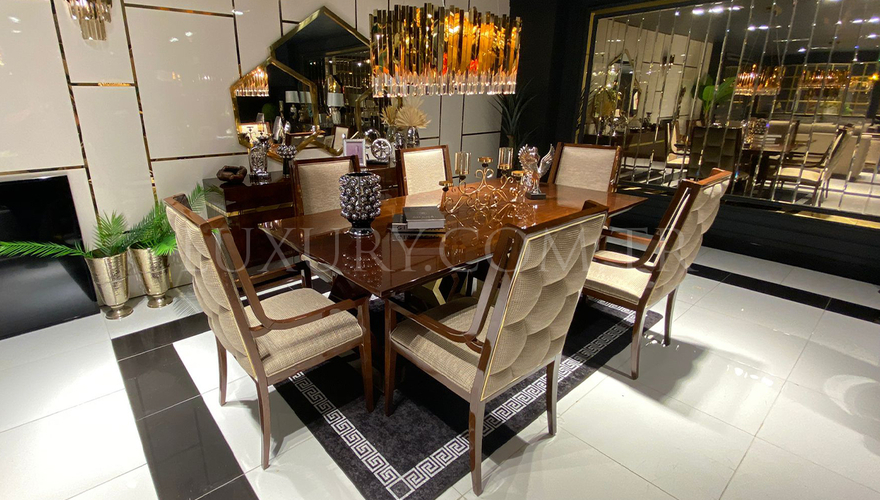 Elsium Luxury Table à Manger Marron - 14